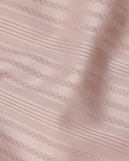 Peach with Self Check Stripes Premium Swiss Poly Cotton Fabric, 150 Cms, Switzerland-D25406