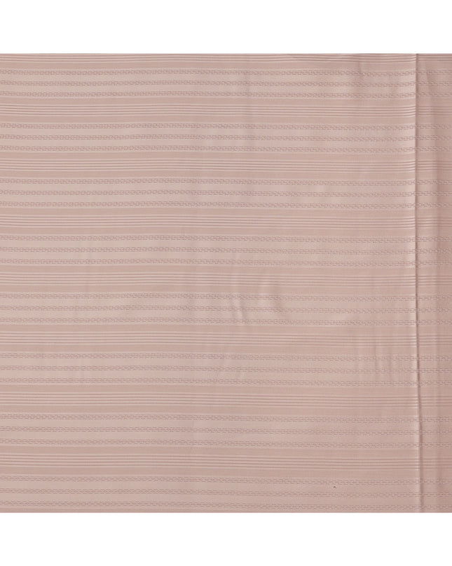 Peach with Self Check Stripes Premium Swiss Poly Cotton Fabric, 150 Cms, Switzerland-D25406