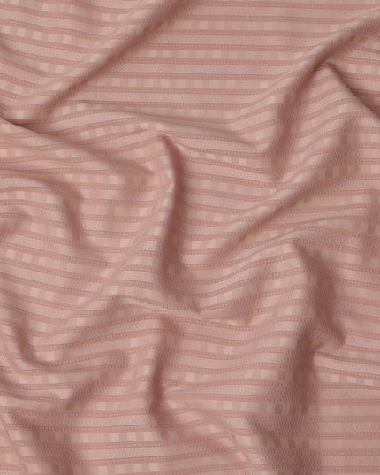 Peach with Textured Self Stripes Premium Swiss Poly Cotton Fabric, 150 Cms, Switzerland-D25407
