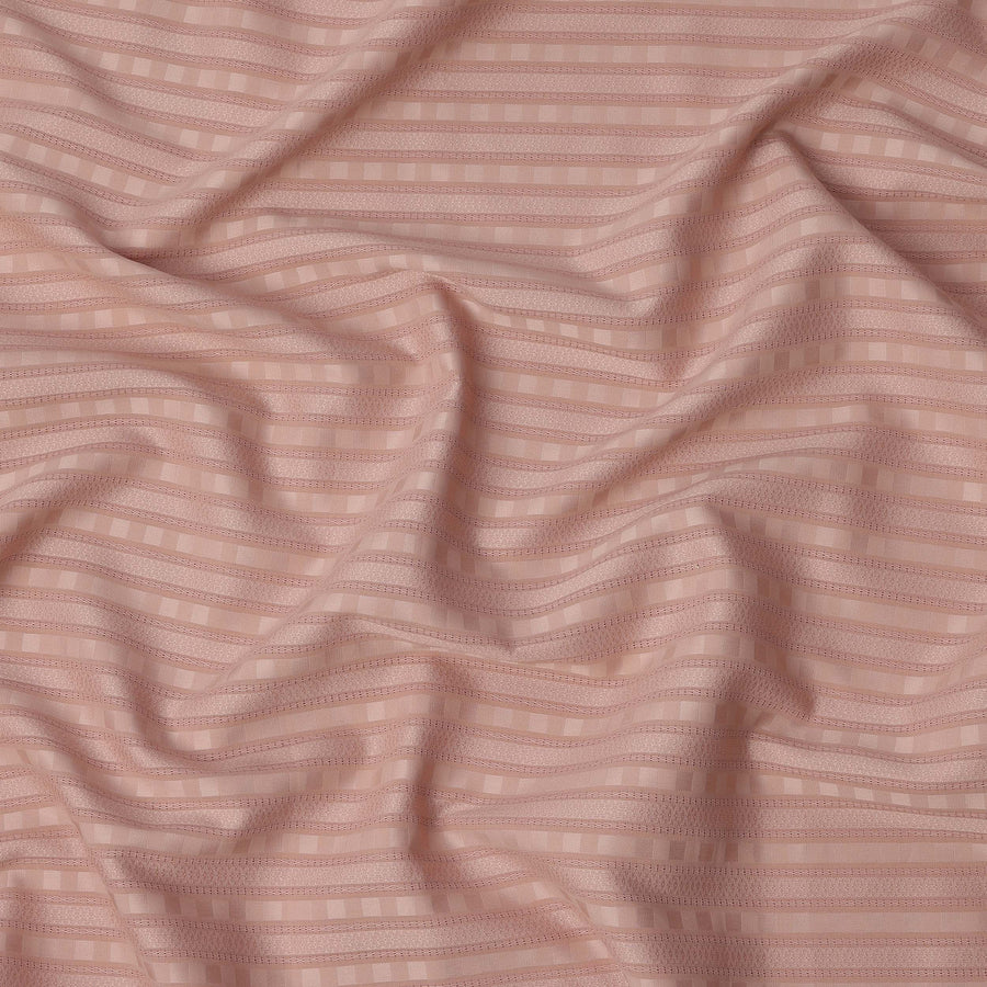 Peach with Textured Self Stripes Premium Swiss Poly Cotton Fabric, 150 Cms, Switzerland-D25407