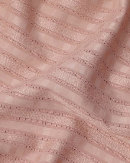 Peach with Textured Self Stripes Premium Swiss Poly Cotton Fabric, 150 Cms, Switzerland-D25407