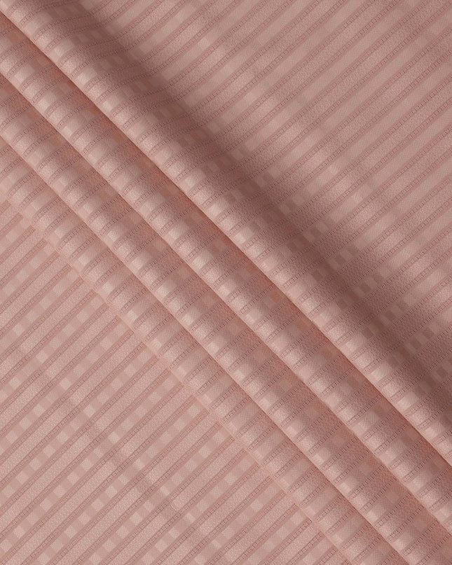 Peach with Textured Self Stripes Premium Swiss Poly Cotton Fabric, 150 Cms, Switzerland-D25407