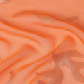Peach Orange Abstract Metallic Lurex Design Premium French Silk Chiffon Fabric, 110 Cms Width, Made in France-D25731