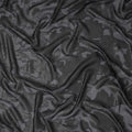 Black Floral Embroidered Metallic Lurex Design Premium French Silk Chiffon Fabric, 110 Cms Width, Made in France-D25736