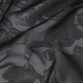 Black Floral Embroidered Metallic Lurex Design Premium French Silk Chiffon Fabric, 110 Cms Width, Made in France-D25736