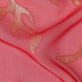 Coral Red Abstract Metallic Lurex Design Premium French Silk Chiffon Fabric, 110 Cms Width, Made in France-D25738
