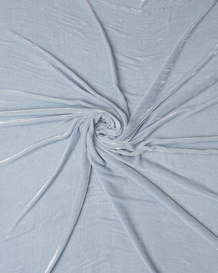 Powder Blue Premium Silk Blended Velvet Fabric with Lustrous Soft Finish and Elegant Drape, 140 Cms Width, Made in China-D25901