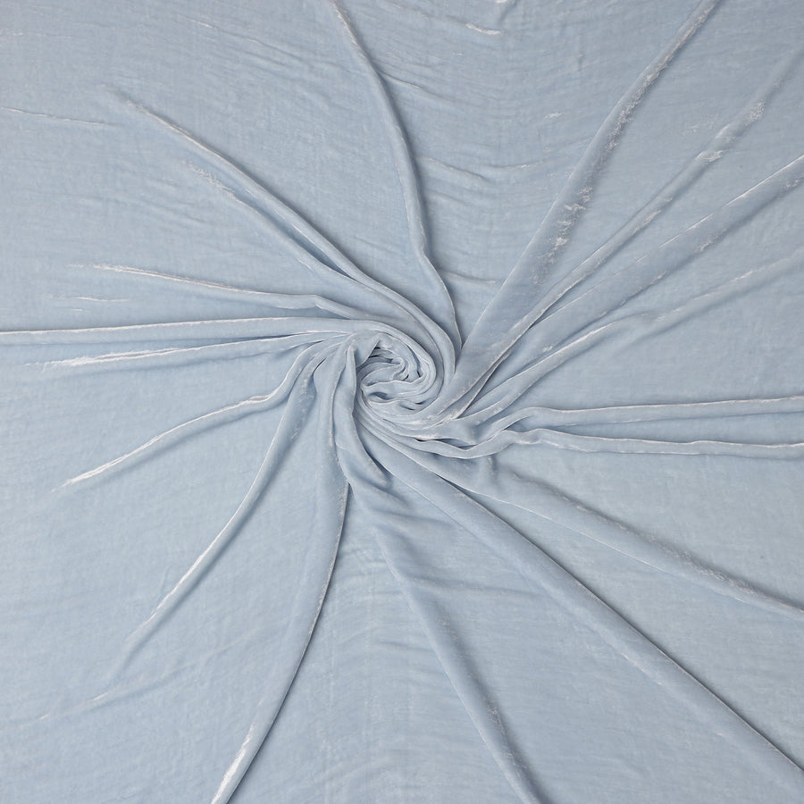 Powder Blue Premium Silk Blended Velvet Fabric with Lustrous Soft Finish and Elegant Drape, 140 Cms Width, Made in China-D25901