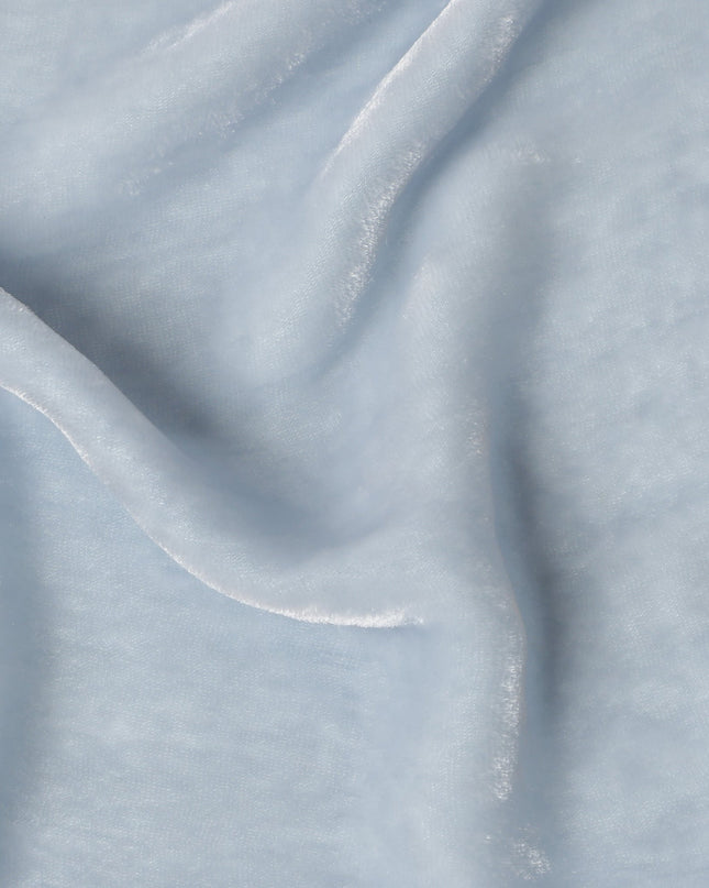 Powder Blue Premium Silk Blended Velvet Fabric with Lustrous Soft Finish and Elegant Drape, 140 Cms Width, Made in China-D25901