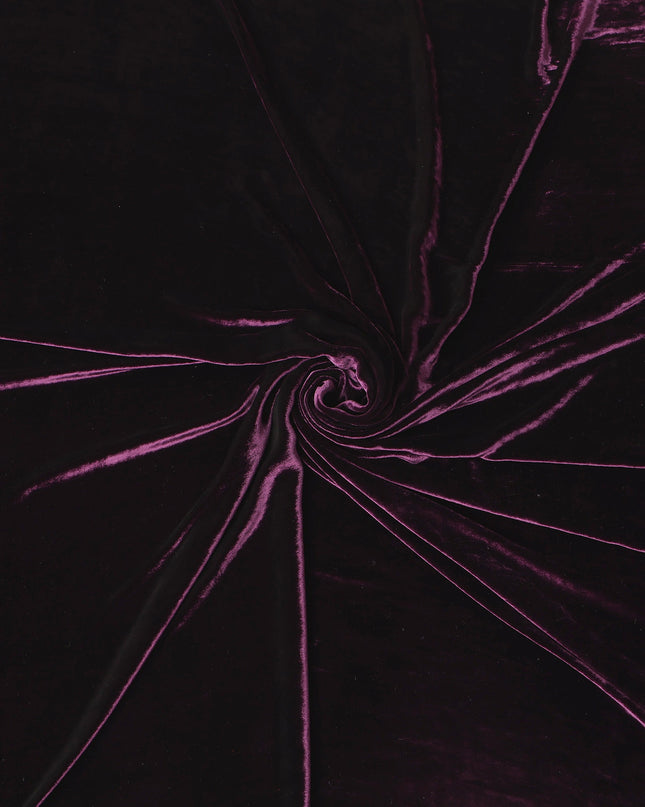 Deep Plum Premium Silk Blended Velvet Fabric with Rich Lustrous Finish and Smooth Draping Texture, 140 Cms Width, Made in China-D25903