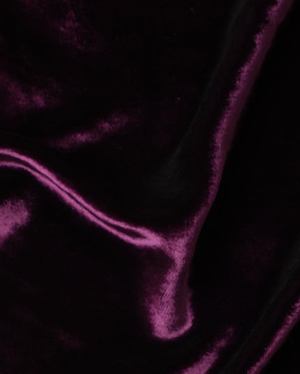 Deep Plum Premium Silk Blended Velvet Fabric with Rich Lustrous Finish and Smooth Draping Texture, 140 Cms Width, Made in China-D25903