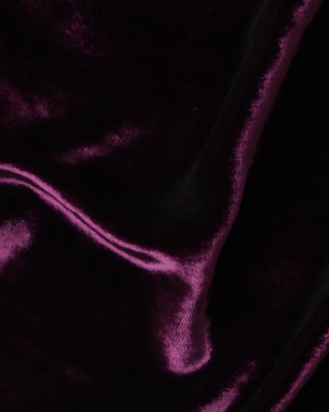Deep Plum Premium Silk Blended Velvet Fabric with Rich Lustrous Finish and Smooth Draping Texture, 140 Cms Width, Made in China-D25903