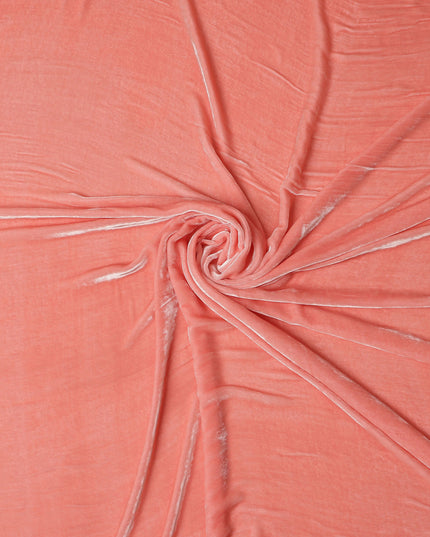 Peach Blush Premium Silk Blended Velvet Fabric with Soft Glossy Finish and Elegant Draping Texture, 140 Cms Width, Made in China-D25905