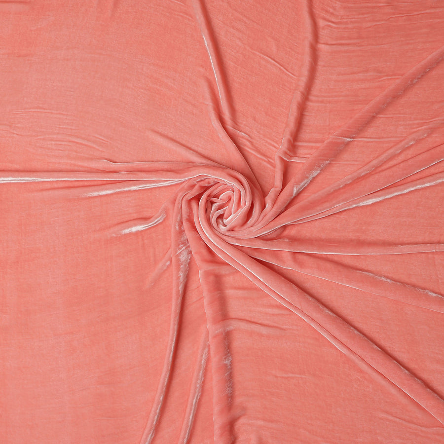 Peach Blush Premium Silk Blended Velvet Fabric with Soft Glossy Finish and Elegant Draping Texture, 140 Cms Width, Made in China-D25905