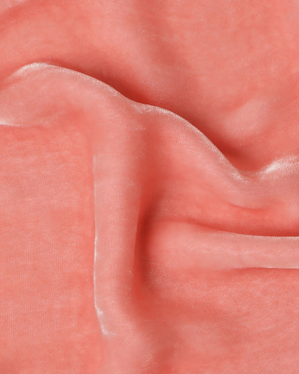 Peach Blush Premium Silk Blended Velvet Fabric with Soft Glossy Finish and Elegant Draping Texture, 140 Cms Width, Made in China-D25905