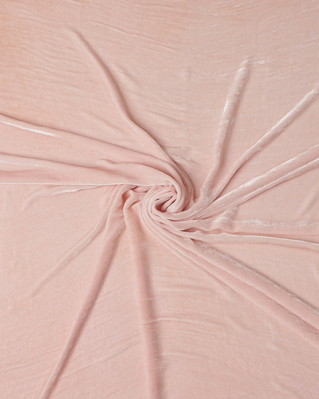 Blush Pink Premium Silk Blended Velvet Fabric with Soft Glossy Finish and Luxurious Draping Texture, 140 Cms Width, Made in China-D25906
