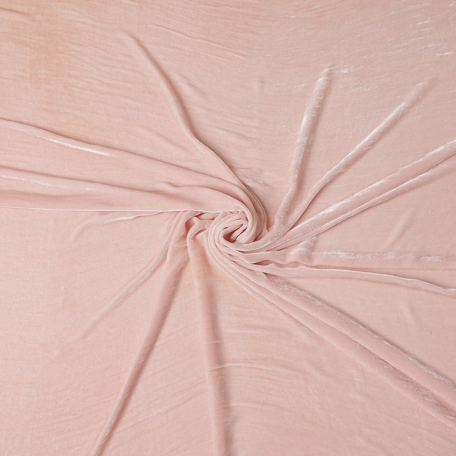 Blush Pink Premium Silk Blended Velvet Fabric with Soft Glossy Finish and Luxurious Draping Texture, 140 Cms Width, Made in China-D25906