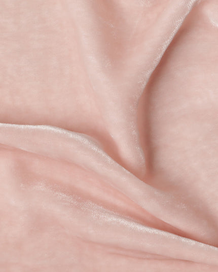 Blush Pink Premium Silk Blended Velvet Fabric with Soft Glossy Finish and Luxurious Draping Texture, 140 Cms Width, Made in China-D25906