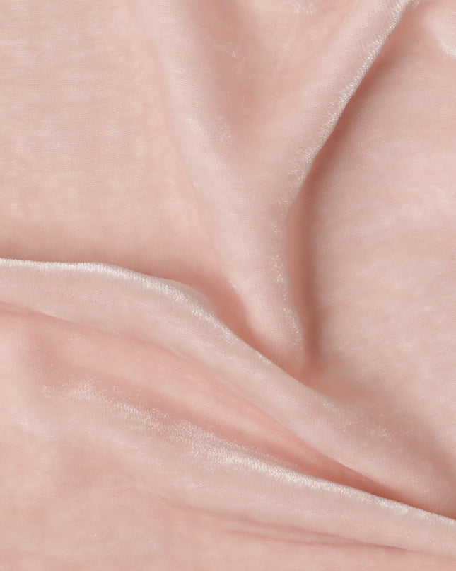 Blush Pink Premium Silk Blended Velvet Fabric with Soft Glossy Finish and Luxurious Draping Texture, 140 Cms Width, Made in China-D25906