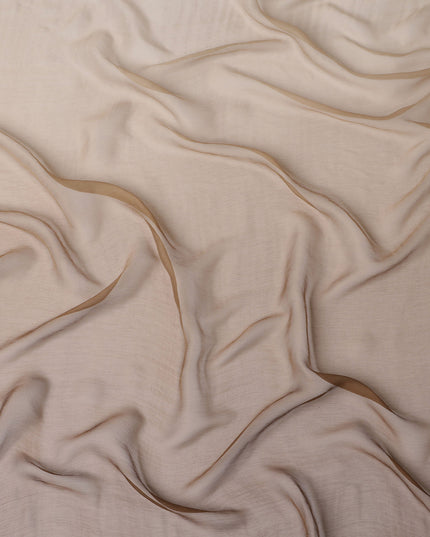 Beige to Brown Ombre Wrinkle Silk Chiffon Fabric with Soft Texture and Lightweight Flow, 110 Cms Width, Made in South Korea-D25911