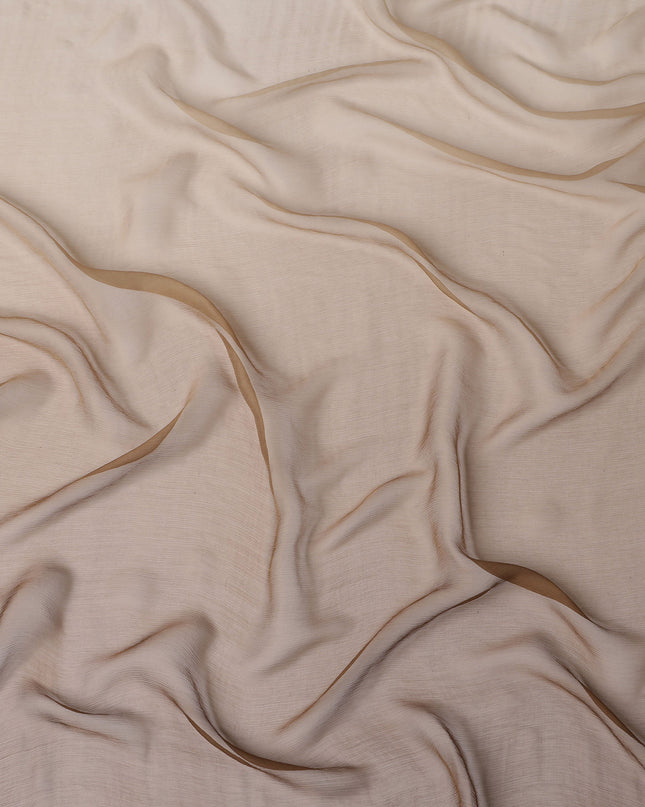 Beige to Brown Ombre Wrinkle Silk Chiffon Fabric with Soft Texture and Lightweight Flow, 110 Cms Width, Made in South Korea-D25911