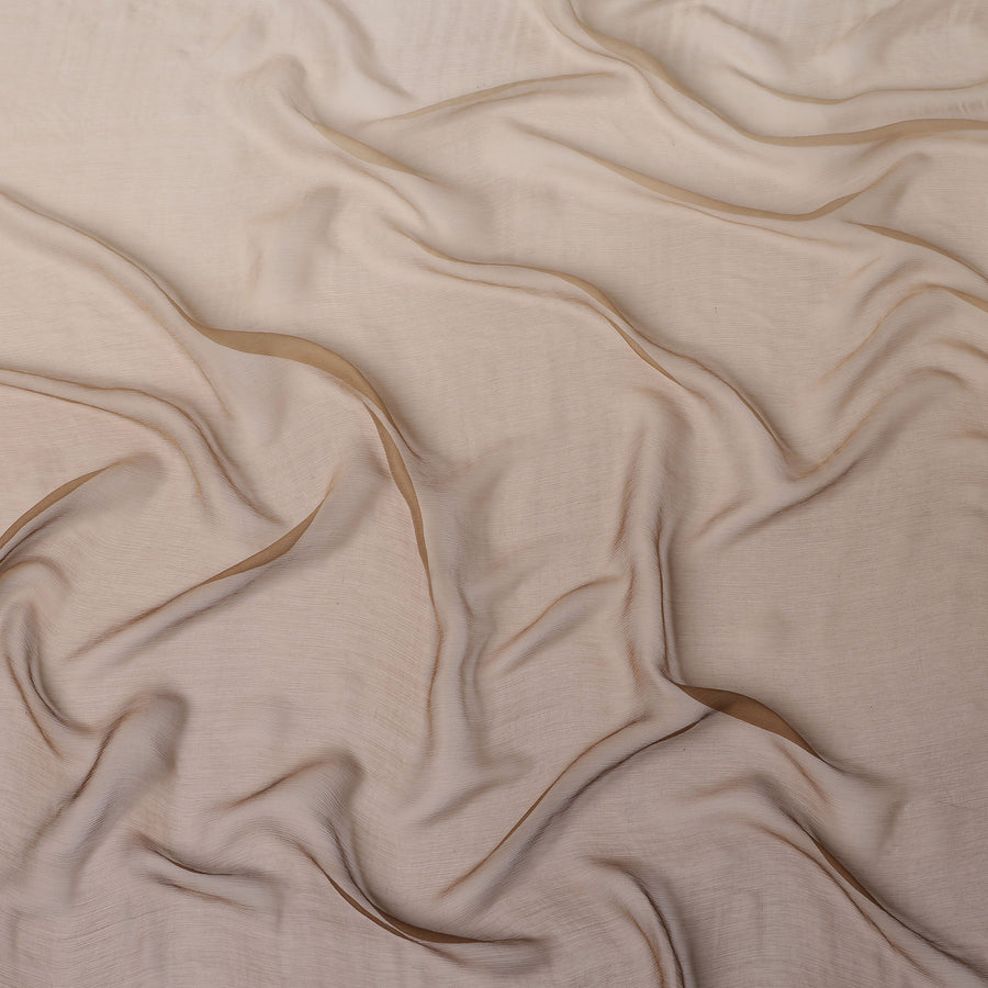 Beige to Brown Ombre Wrinkle Silk Chiffon Fabric with Soft Texture and Lightweight Flow, 110 Cms Width, Made in South Korea-D25911