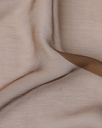 Beige to Brown Ombre Wrinkle Silk Chiffon Fabric with Soft Texture and Lightweight Flow, 110 Cms Width, Made in South Korea-D25911