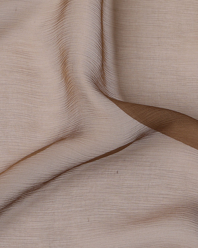Beige to Brown Ombre Wrinkle Silk Chiffon Fabric with Soft Texture and Lightweight Flow, 110 Cms Width, Made in South Korea-D25911