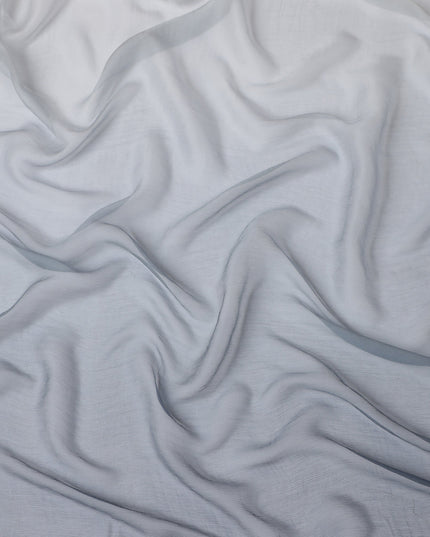 Grey to White Ombre Wrinkle Silk Chiffon Fabric with Sheer Lightweight Texture and Elegant Flow, 110 Cms Width, Made in South Korea-D25912