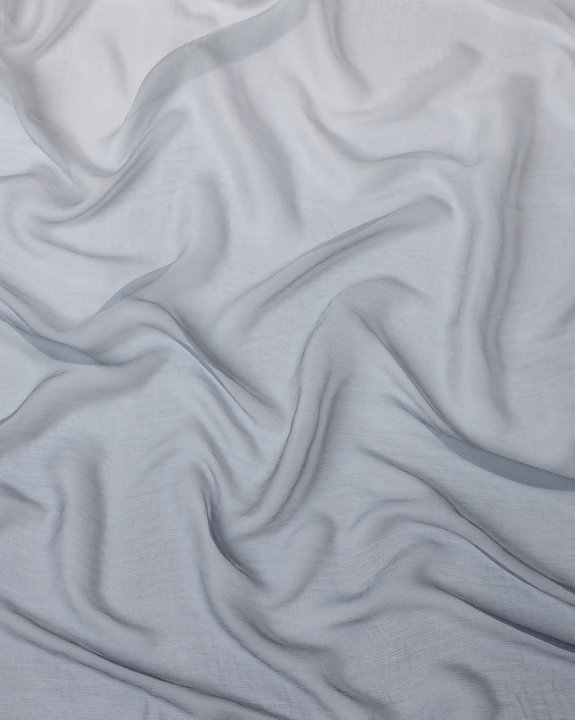 Grey to White Ombre Wrinkle Silk Chiffon Fabric with Sheer Lightweight Texture and Elegant Flow, 110 Cms Width, Made in South Korea-D25912
