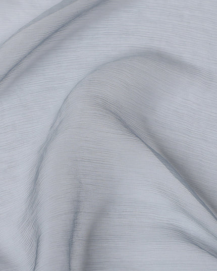 Grey to White Ombre Wrinkle Silk Chiffon Fabric with Sheer Lightweight Texture and Elegant Flow, 110 Cms Width, Made in South Korea-D25912