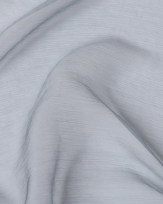 Grey to White Ombre Wrinkle Silk Chiffon Fabric with Sheer Lightweight Texture and Elegant Flow, 110 Cms Width, Made in South Korea-D25912