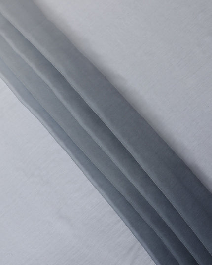 Grey to White Ombre Wrinkle Silk Chiffon Fabric with Sheer Lightweight Texture and Elegant Flow, 110 Cms Width, Made in South Korea-D25912