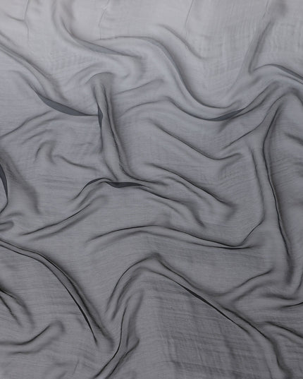 Black to Grey Ombre Wrinkle Silk Chiffon Fabric with Sheer Flow and Lightweight Texture, 110 Cms Width, Made in South Korea-D25913