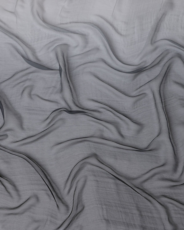 Black to Grey Ombre Wrinkle Silk Chiffon Fabric with Sheer Flow and Lightweight Texture, 110 Cms Width, Made in South Korea-D25913