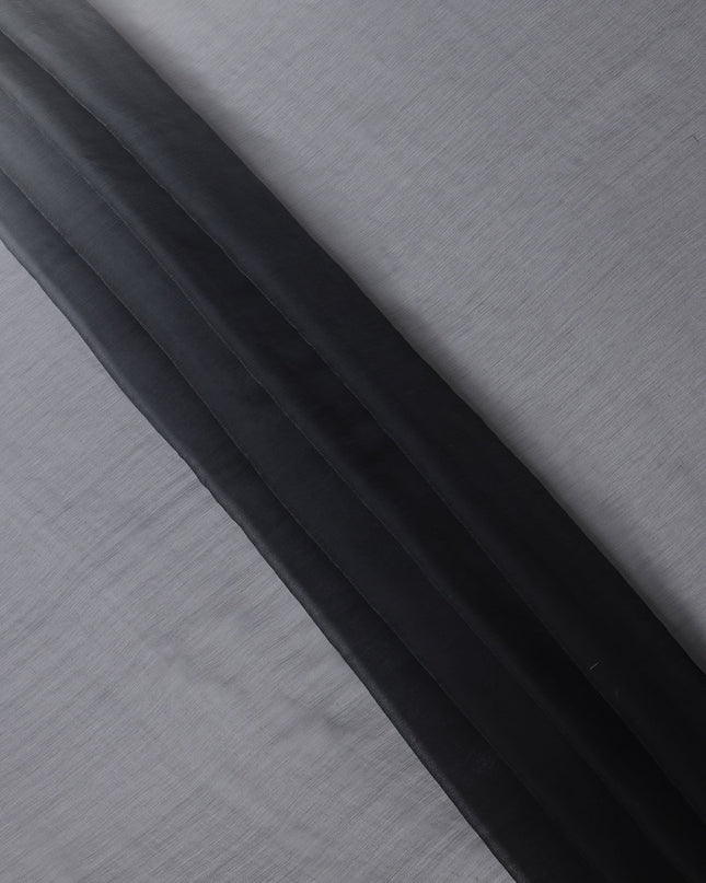 Black to Grey Ombre Wrinkle Silk Chiffon Fabric with Sheer Flow and Lightweight Texture, 110 Cms Width, Made in South Korea-D25913