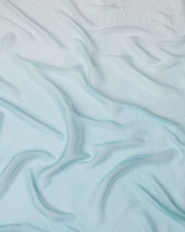 Aqua Blue to Light Blue Ombre Wrinkle Silk Chiffon Fabric with Airy Texture and Elegant Drape, 110 Cms Width, Made in South Korea-D25914