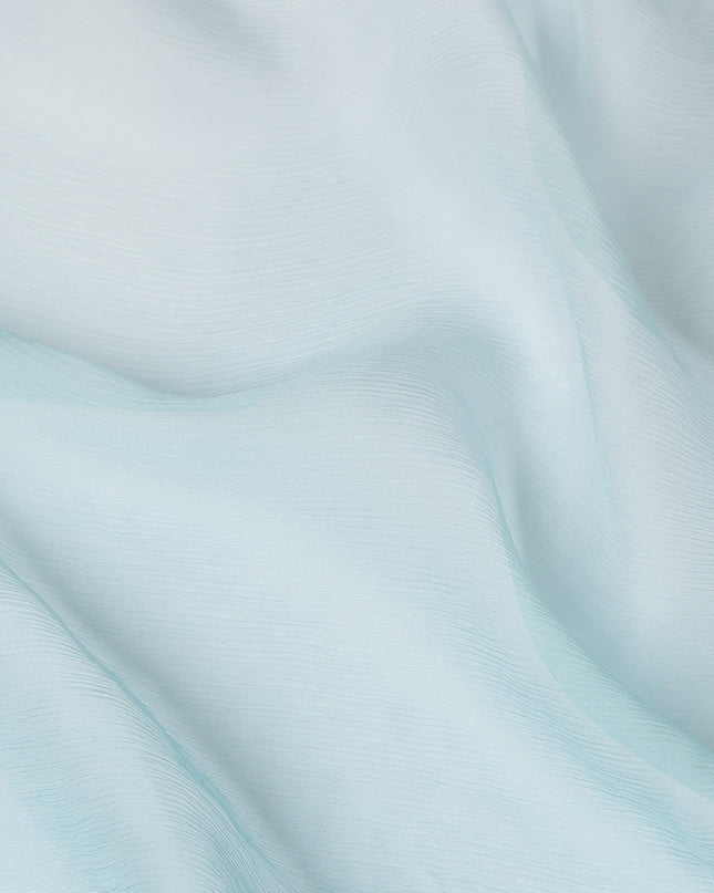 Aqua Blue to Light Blue Ombre Wrinkle Silk Chiffon Fabric with Airy Texture and Elegant Drape, 110 Cms Width, Made in South Korea-D25914