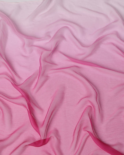 Pink to Fuchsia Ombre Wrinkle Silk Chiffon Fabric with Soft Sheer Texture and Elegant Flow, 110 Cms Width, Made in South Korea-D25915