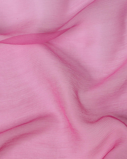 Pink to Fuchsia Ombre Wrinkle Silk Chiffon Fabric with Soft Sheer Texture and Elegant Flow, 110 Cms Width, Made in South Korea-D25915