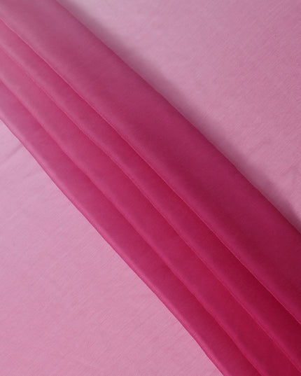 Pink to Fuchsia Ombre Wrinkle Silk Chiffon Fabric with Soft Sheer Texture and Elegant Flow, 110 Cms Width, Made in South Korea-D25915