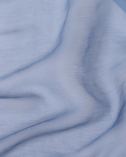 Blue to Navy Ombre Wrinkle Silk Chiffon Fabric with Sheer Texture and Luxurious Flow, 110 Cms Width, Made in South Korea-D25916