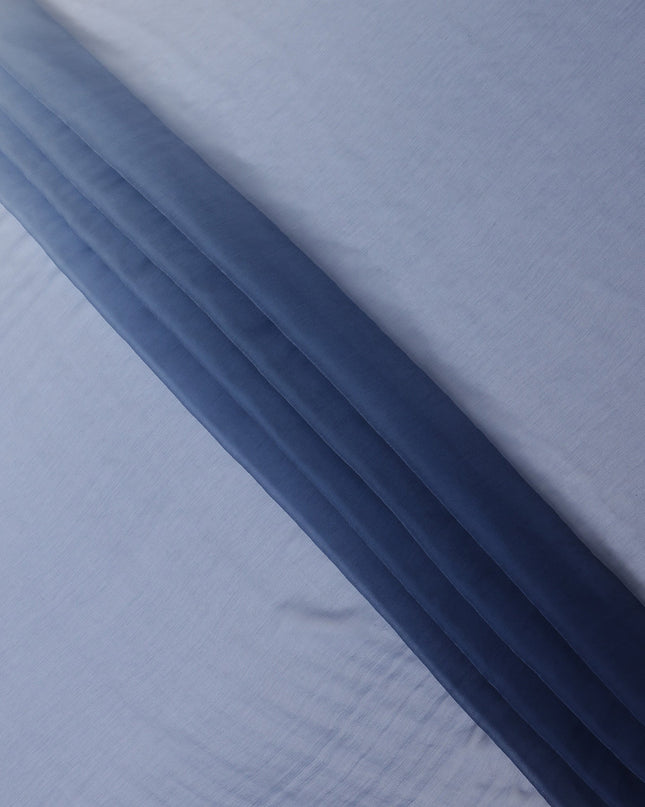 Blue to Navy Ombre Wrinkle Silk Chiffon Fabric with Sheer Texture and Luxurious Flow, 110 Cms Width, Made in South Korea-D25916