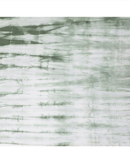 Sage Green and White Tie-Dye Patterned Viscose Crepe Fabric, 140 Cms Width, Made in India-D26362