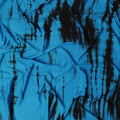 Turquoise Blue and Black Tie-Dye Patterned Viscose Crepe Fabric, 140 Cms Width, Made in India-D26363