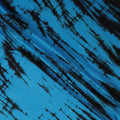 Turquoise Blue and Black Tie-Dye Patterned Viscose Crepe Fabric, 140 Cms Width, Made in India-D26363