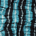 Teal Blue and Black Striped Tie-Dye Patterned Viscose Crepe Fabric, 140 Cms Width, Made in India-D26365