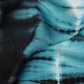 Teal Blue and Black Striped Tie-Dye Patterned Viscose Crepe Fabric, 140 Cms Width, Made in India-D26365