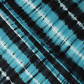 Teal Blue and Black Striped Tie-Dye Patterned Viscose Crepe Fabric, 140 Cms Width, Made in India-D26365