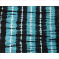 Teal Blue and Black Striped Tie-Dye Patterned Viscose Crepe Fabric, 140 Cms Width, Made in India-D26365
